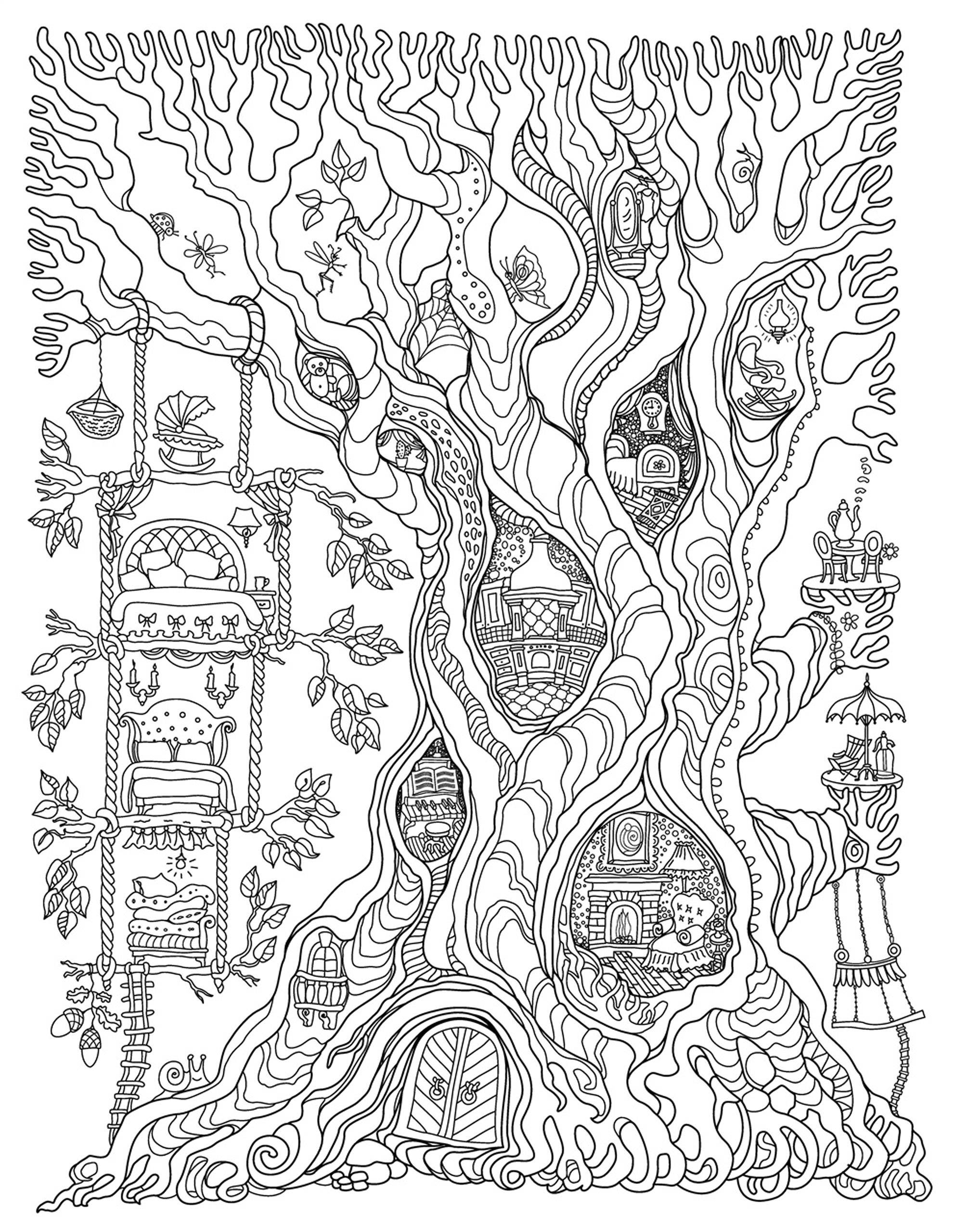 Раскраска Релакс дерево резиденция