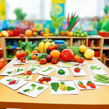 Игровое задание - изучаем овощи и фрукты - Подбери краску. Для детей 4-5 лет